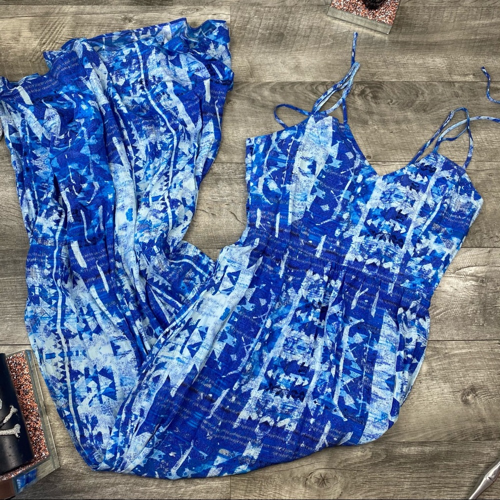 Parker blue 100% silk long flowy maxi dress